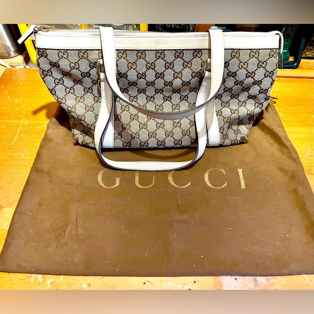 GUCCI GG Canvas Small Abbey Tote Bag EUC